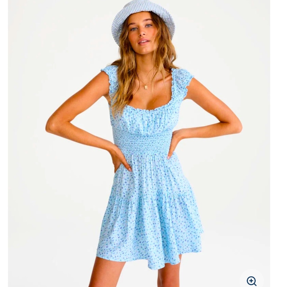 NWT AEROPOSTALE Blue floral cottage core square neck, baby doll mini dress